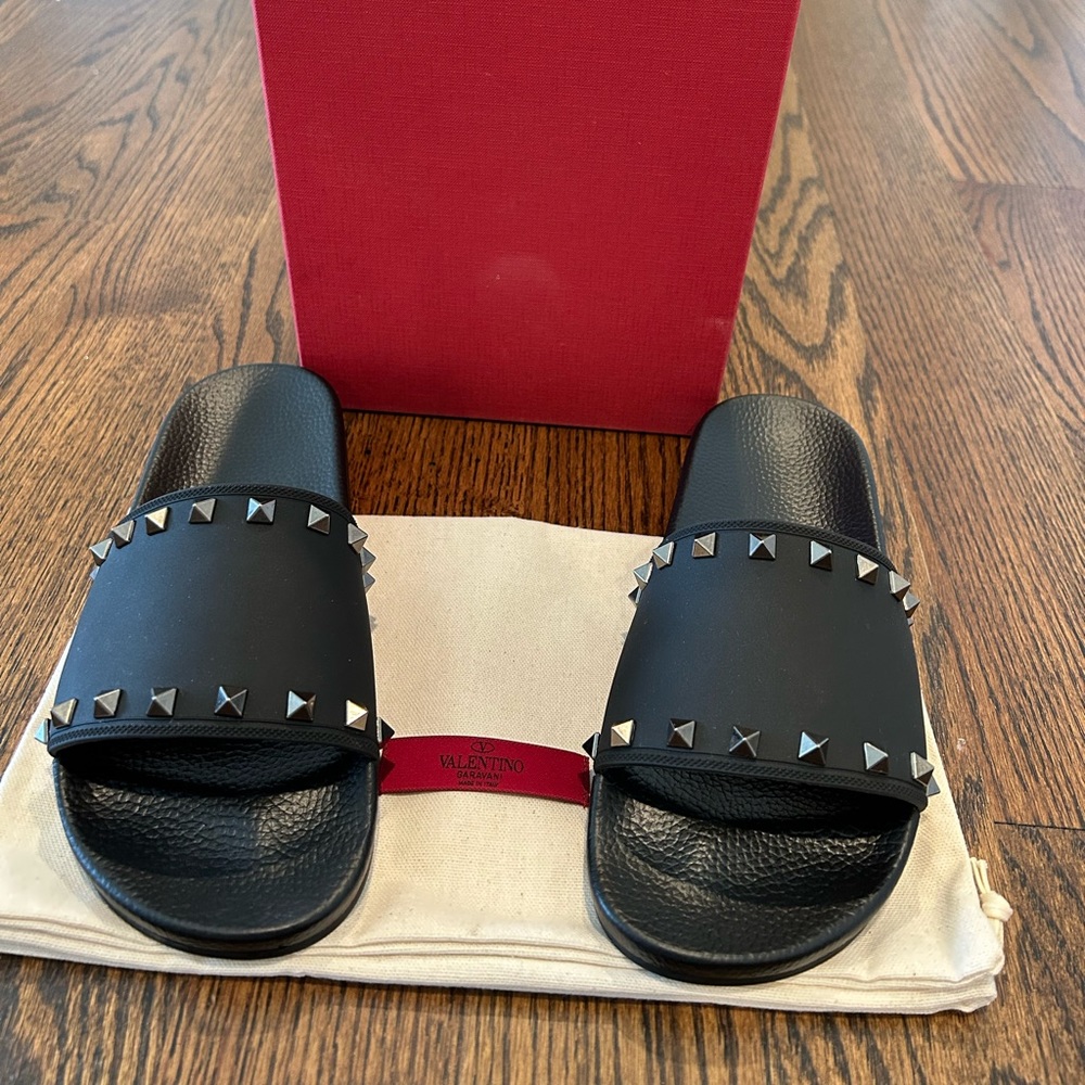 Valentino RockStud Rubber Slider Sandals